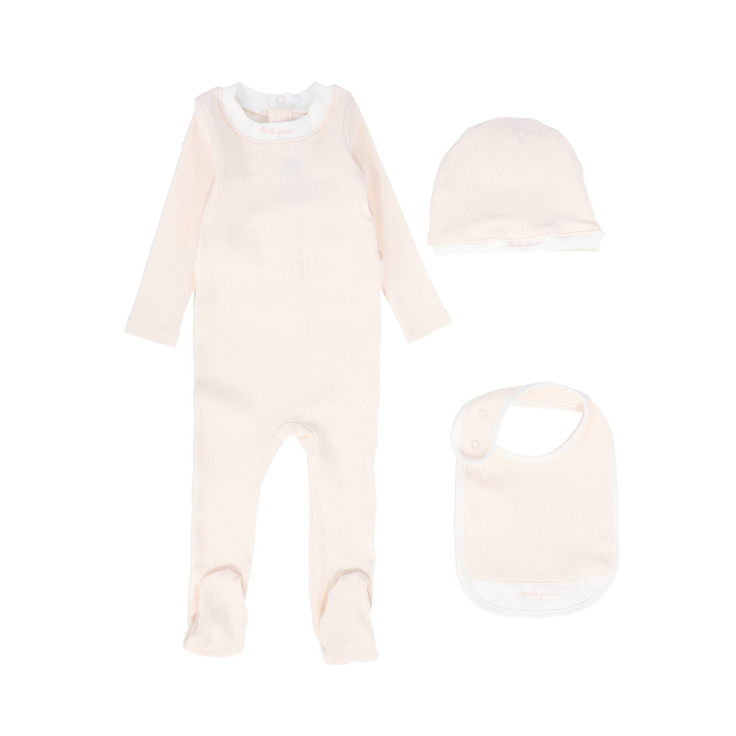 LITTLE PARNI PINK SCRIPT FOOTIE SET