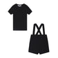 LITTLE PARNI BLACK SUSPENDER SHORT SET [FINAL SALE]