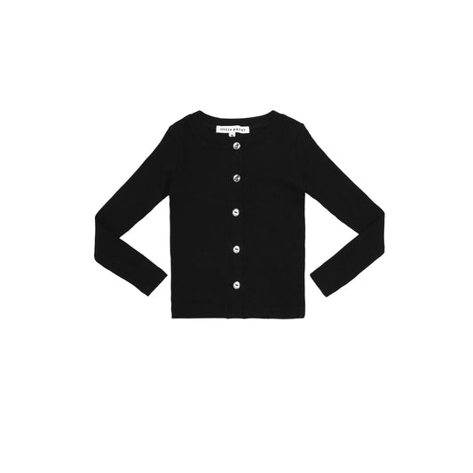 LITTLE PARNI BLACK EMBLEM CROPPED CARDIGAN [FINAL SALE]