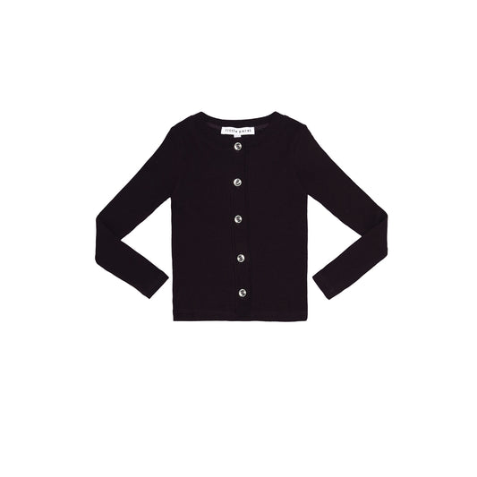 LITTLE PARNI PLUM  EMBLEM CROPPED CARDIGAN [FINAL SALE]