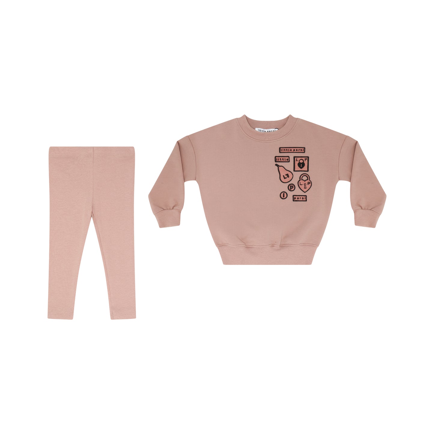 LITTLE PARNI PINK MULTI PATCH SWEATSHIRT SET