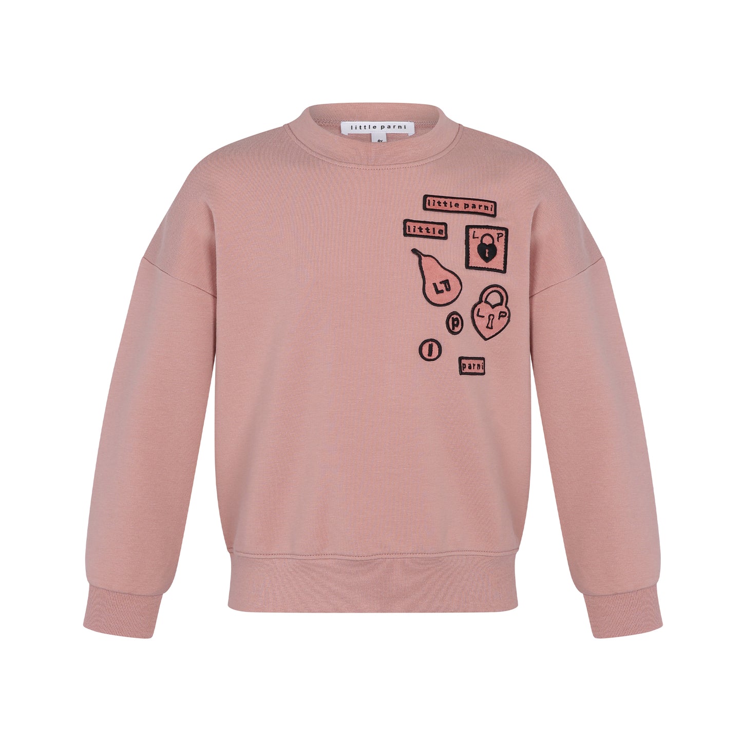 LITTLE PARNI PINK MULTI PATCH SWEATSHIRT