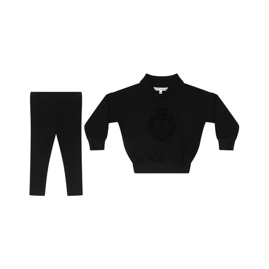 LITTLE PARNI BLACK LOGO FLOCKING SWEATSHIRT SET [FINAL SALE]