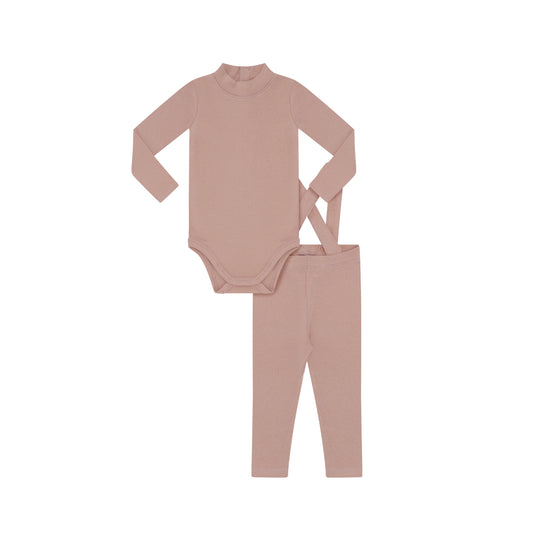 LITTLE PARNI PINK OVERALLS SET