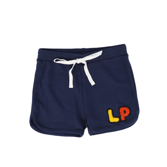 LITTLE PARNI NAVY LOGO SHORTS