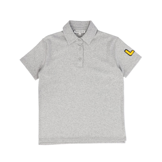 LITTLE PARNI GREY LOGO POLO T-SHIRT