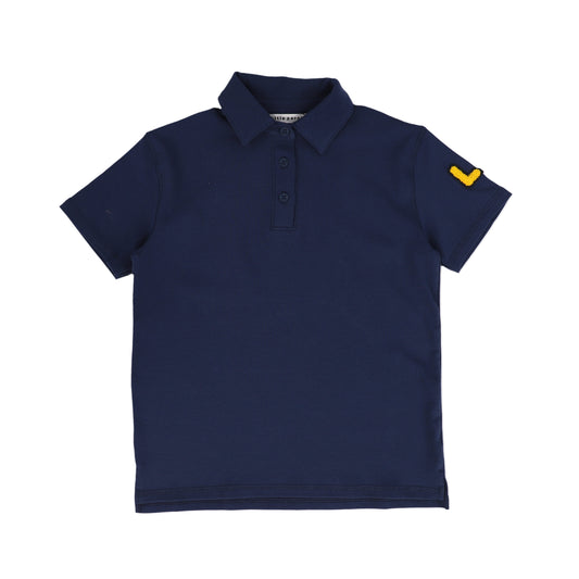 LITTLE PARNI NAVY LOGO POLO T-SHIRT