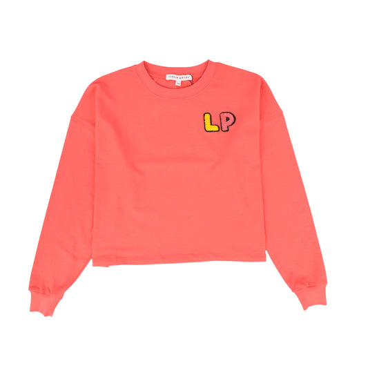 LITTLE PARNI PINK LOGO CROP T-SHIRT