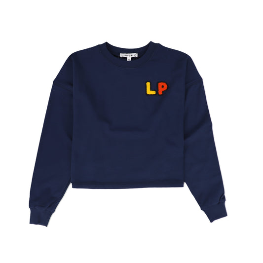 LITTLE PARNI NAVY LOGO CROP T-SHIRT