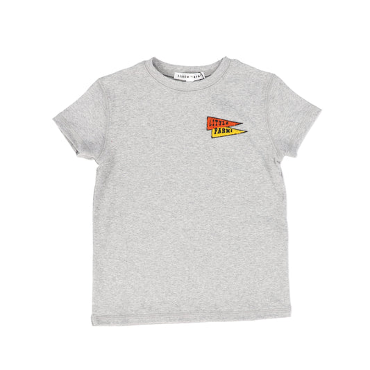 LITTLE PARNI GREY LOGO CREW NECK T-SHIRT