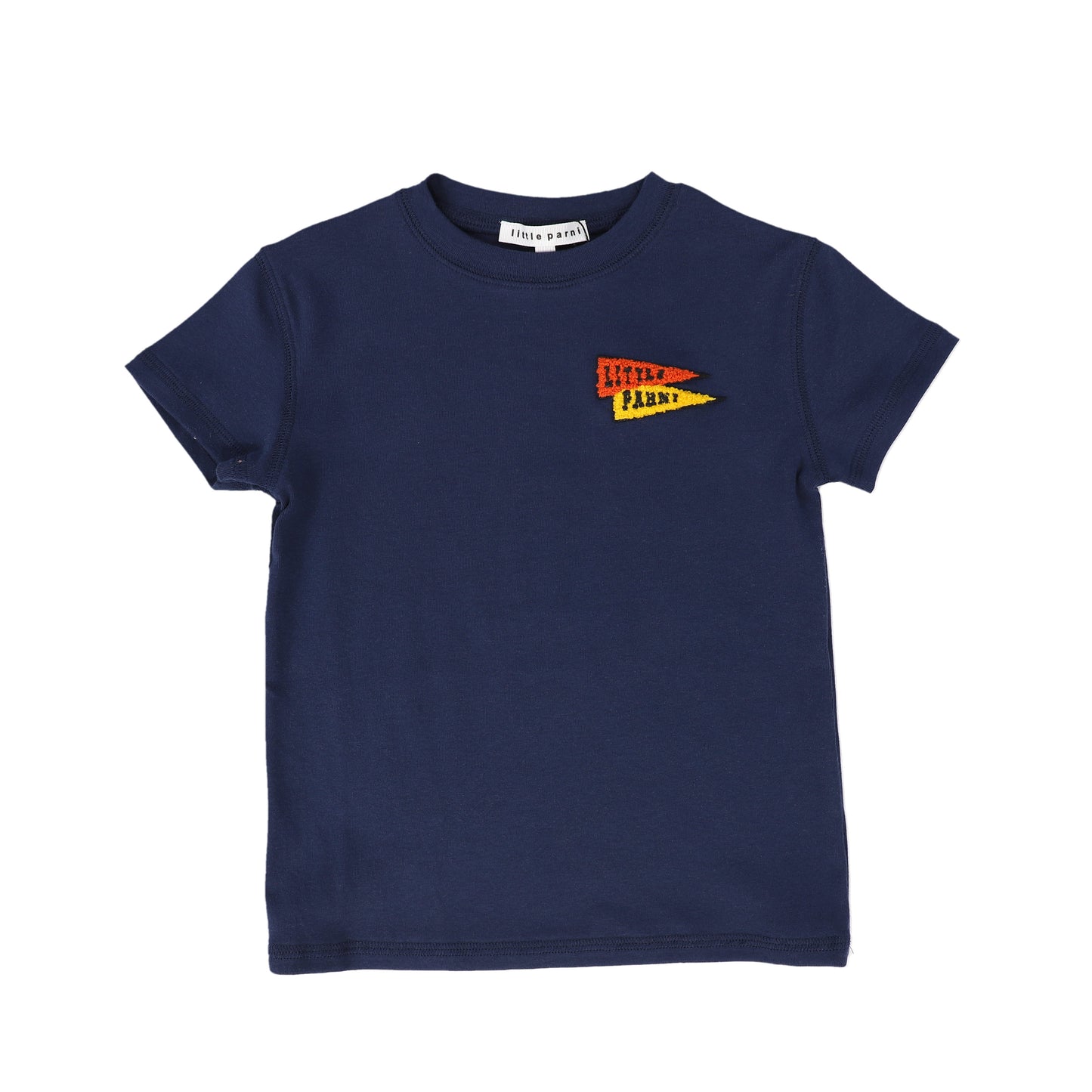 LITTLE PARNI NAVY LOGO CREW NECK T-SHIRT