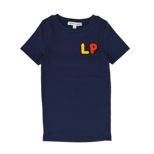 LITTLE PARNI NAVY LOGO SS T-SHIRT