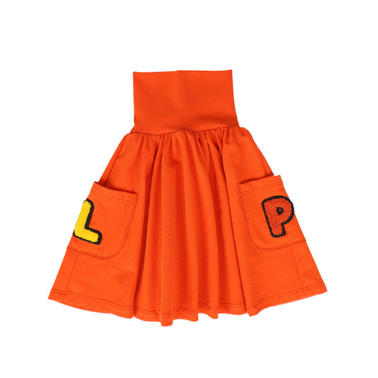 LITTLE PARNI ORANGE LOGO SKIRT