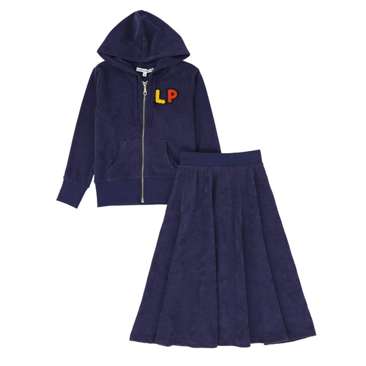 LITTLE PARNI NAVY LOGO TERRY SET