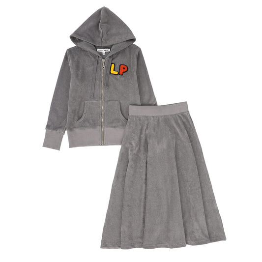 LITTLE PARNI GREY LOGO TERRY SET