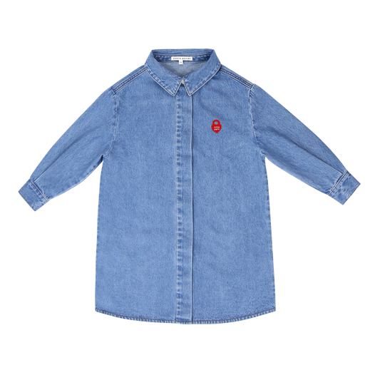 LITTLE PARNI BLUE DENIM SHIRT DRESS