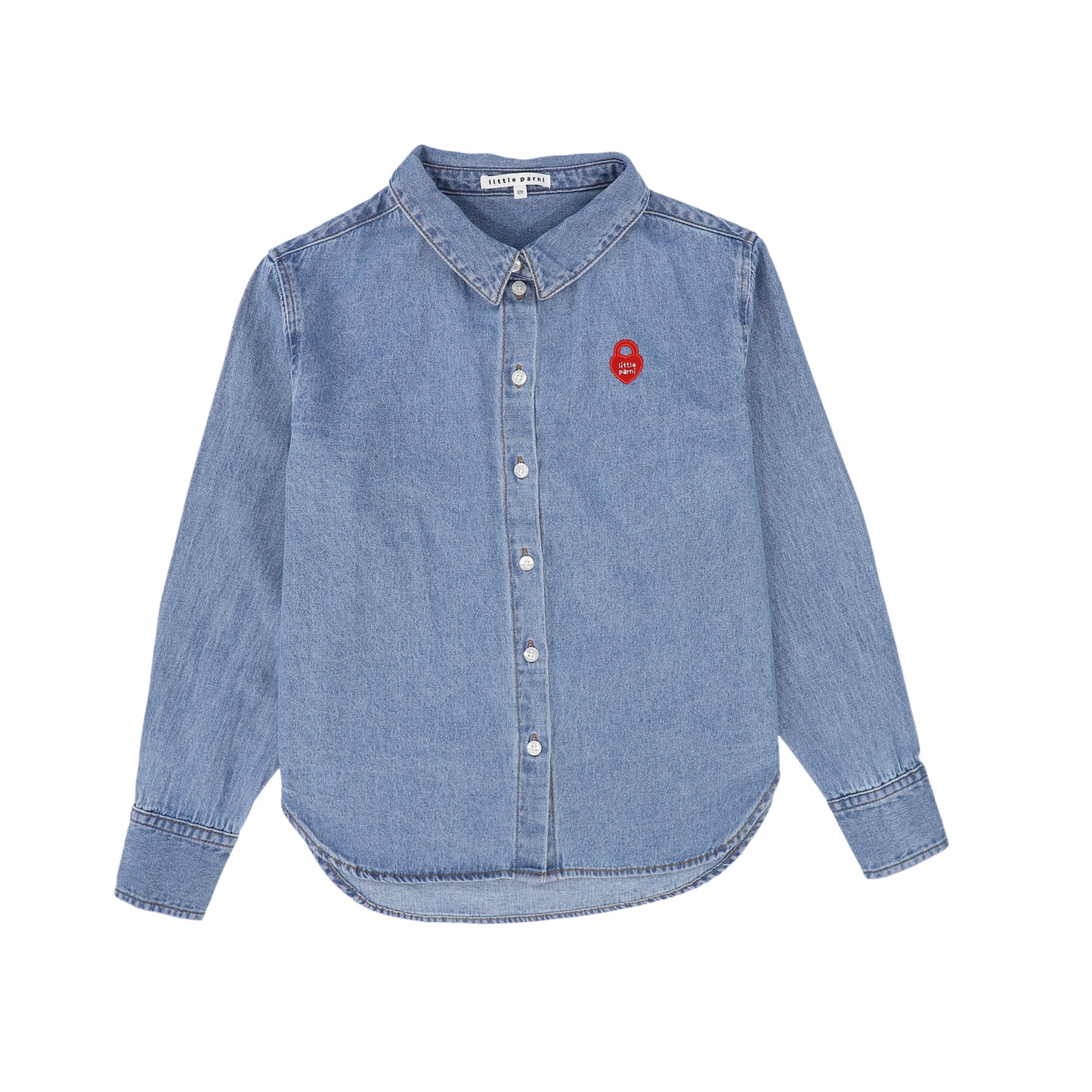 LITTLE PARNI BLUE DENIM COLLAR BLOUSE