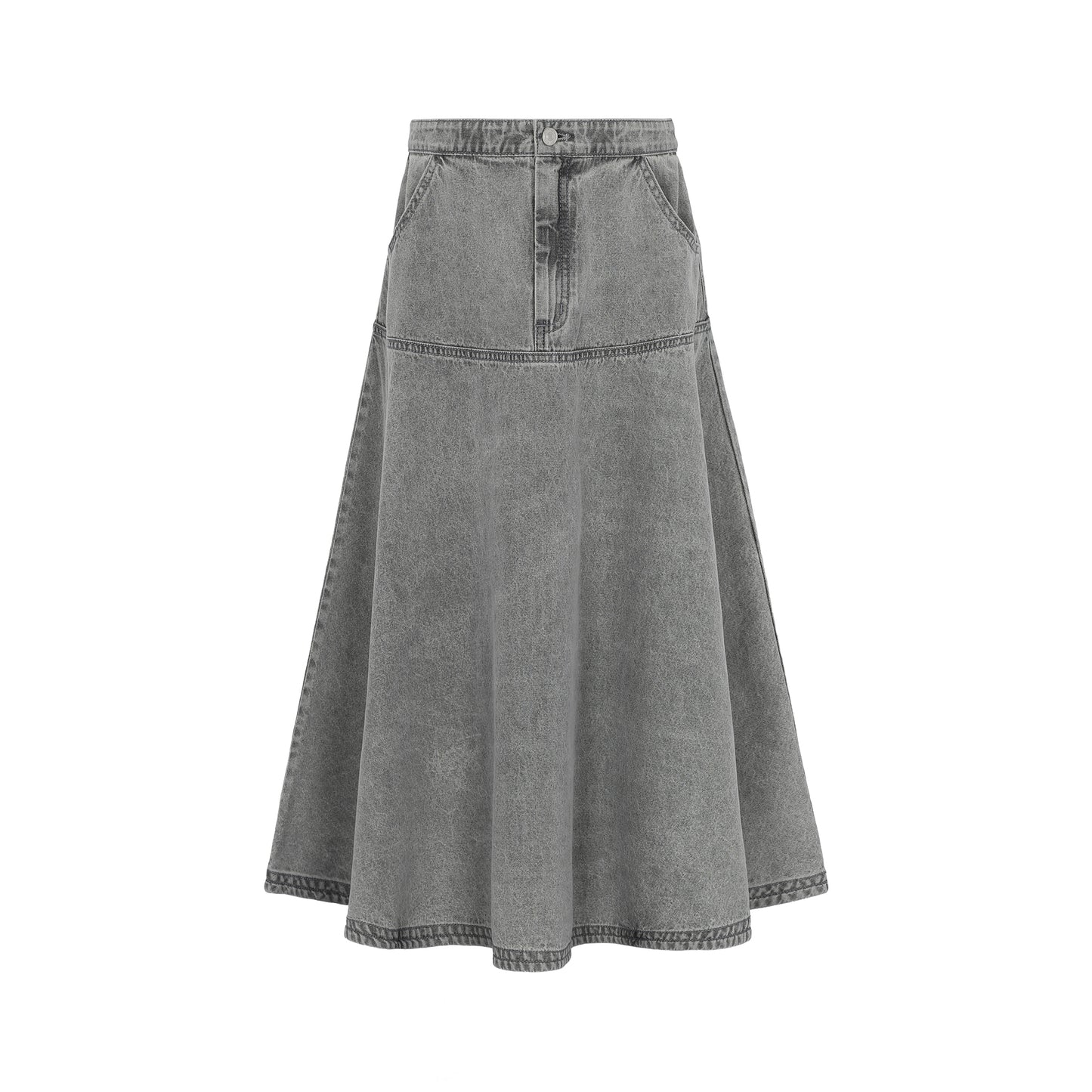 LITTLE PARNI GREY DENIM FLARE SKIRT