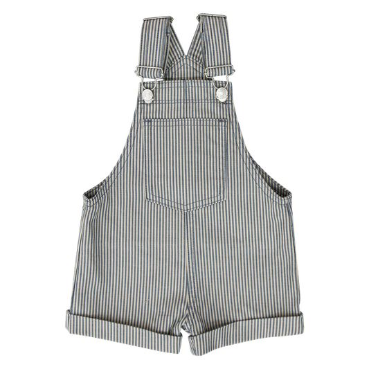 LITTLE PARNI BLUE STRIPED DENIM POCKET OVERALLS