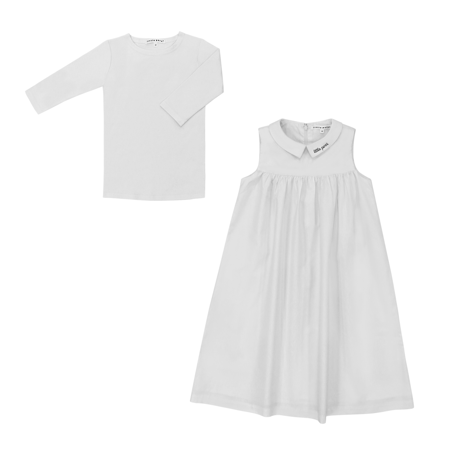 LITTLE PARNI WHITE LOGO COLLAR JUMPER SET