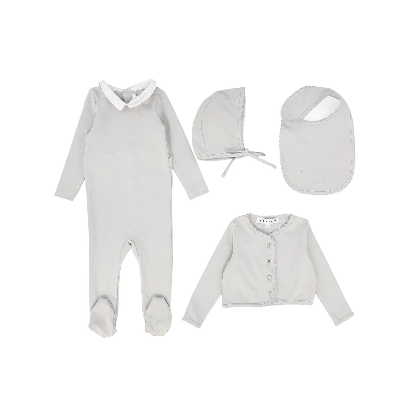 LITTLE PARNI LIGHT BLUE COLLAR FOOTIE SET