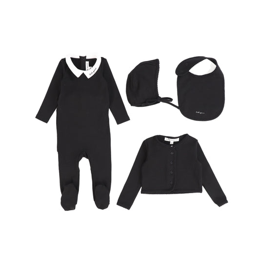 LITTLE PARNI BLACK COLLAR FOOTIE SET