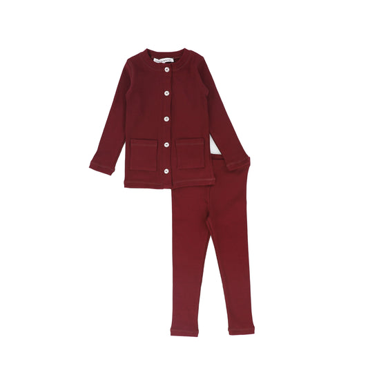 LITTLE PARNI BURGUNDY RHINESTONE TRIM SET