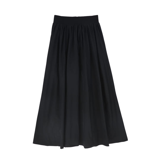LITTLE PARNI BLACK TAFFETA MIDI SKIRT