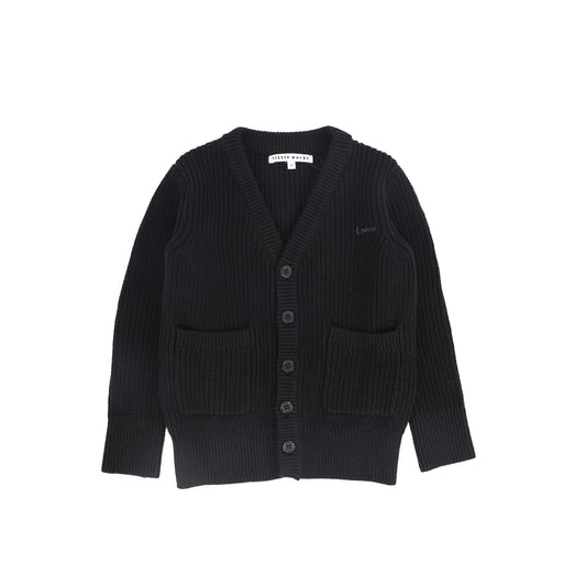 LITTLE PARNI BLACK BUTTON CARDIGAN