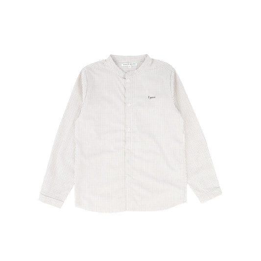 LITTLE PARNI  BLACK/BURGUNDY WINDOWPANE SHIRT