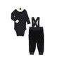 LITTLE PARNI BLACK VELOUR OVERALL SET