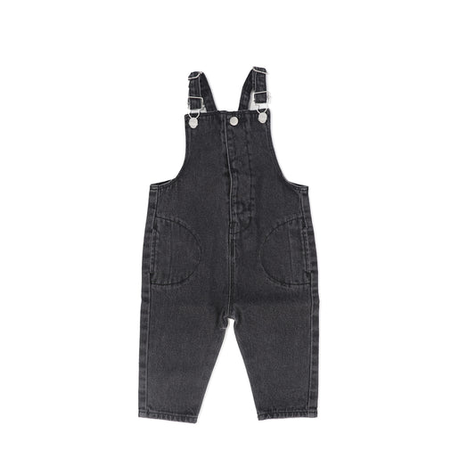 LITTLE PARNI BLACK DENIM OVERALLS