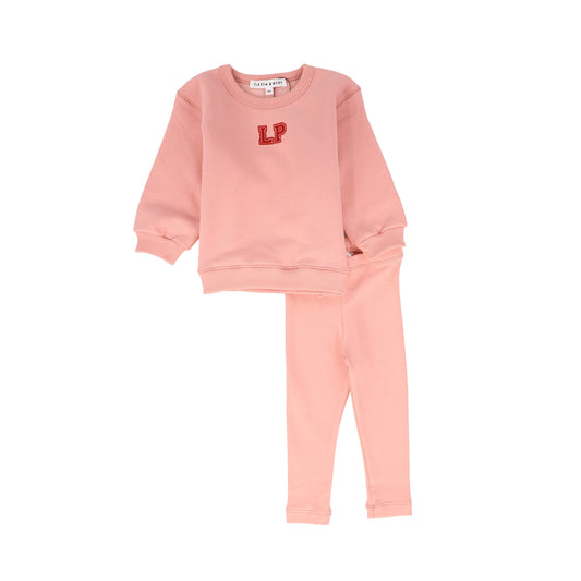 LITTLE PARNI PINK LOGO SWEATSHIRT SET