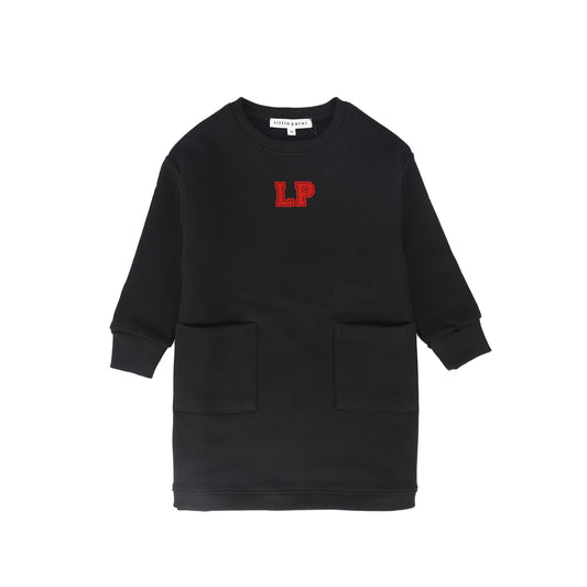 LITTLE PARNI BLACK LOGO WAISTED DRESS