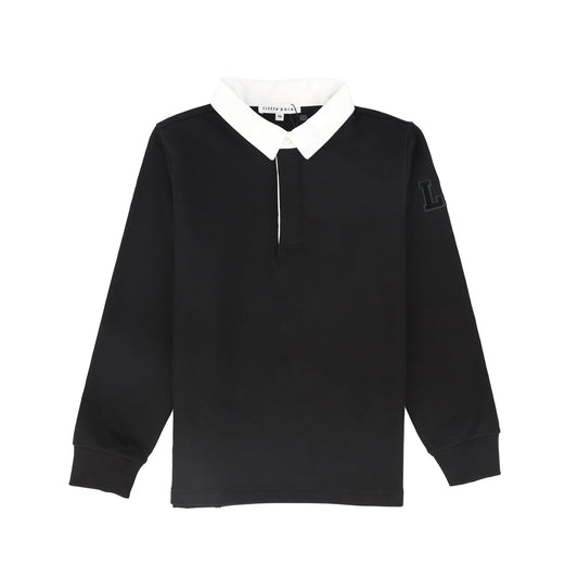 LITTLE PARNI BLACK LOGO POLO