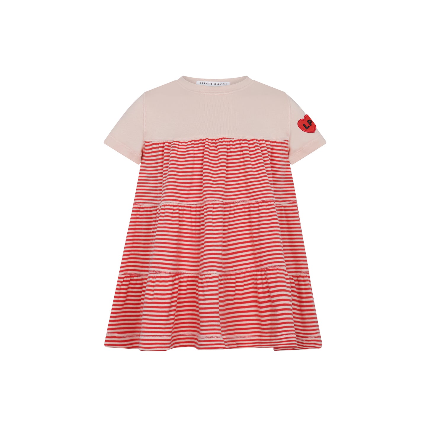 LITTLE PARNI CORAL/PINK VARSITY SS DRESS
