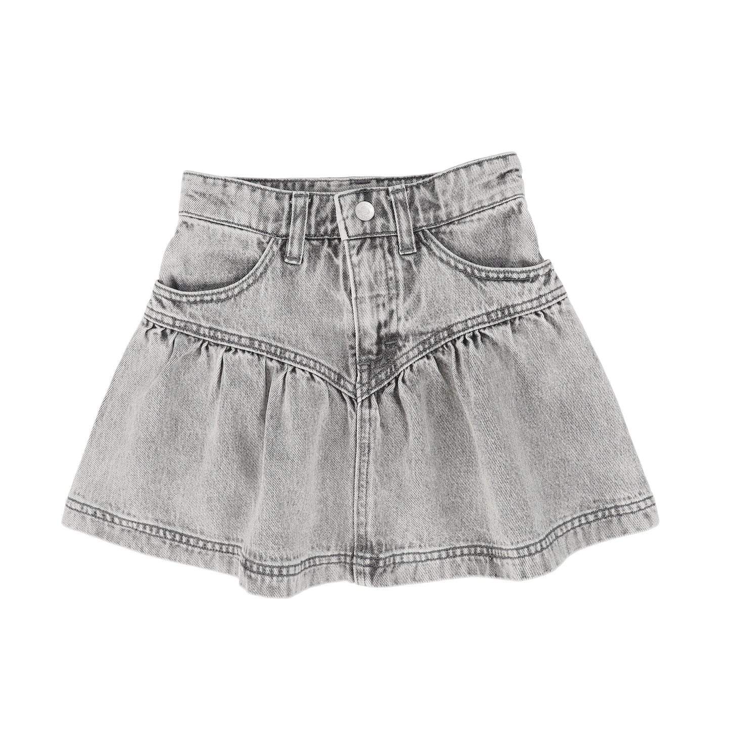 LITTLE PARNI GREY DENIM DROP WAIST SKIRT