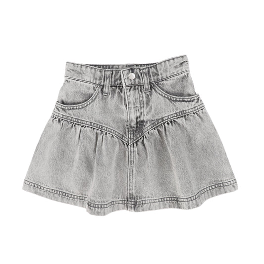 LITTLE PARNI GREY DENIM DROP WAIST SKIRT