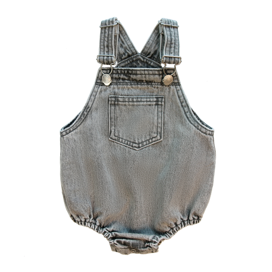 LITTLE PARNI GREY DENIM POCKET ROMPER