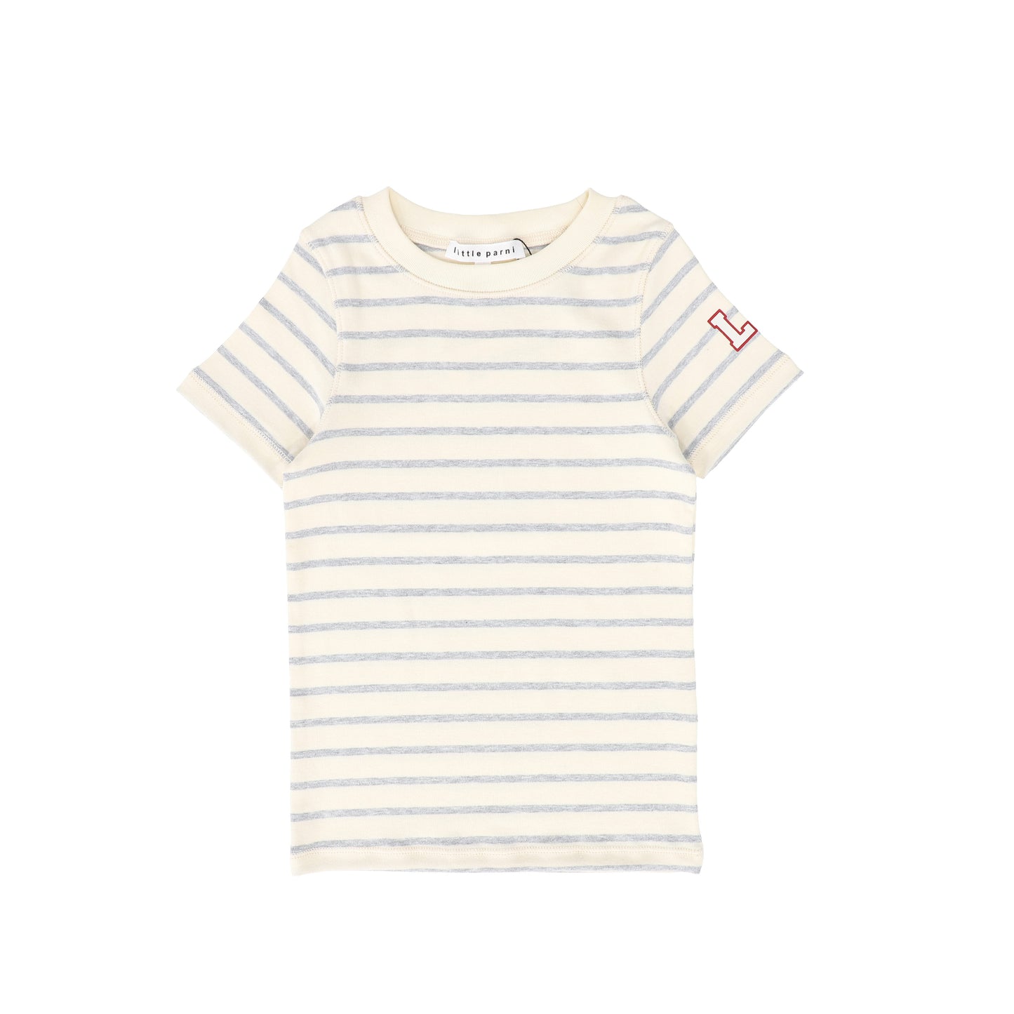 LITTLE PARNI GREY WIDE STRIPE SS T-SHIRT