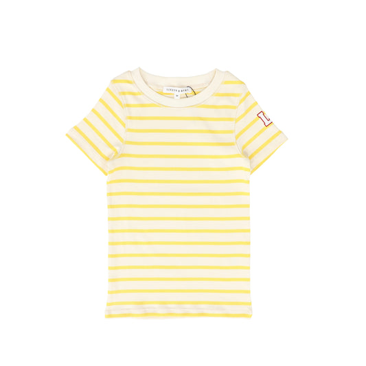 LITTLE PARNI YELLOW WIDE STRIPE SS T-SHIRT