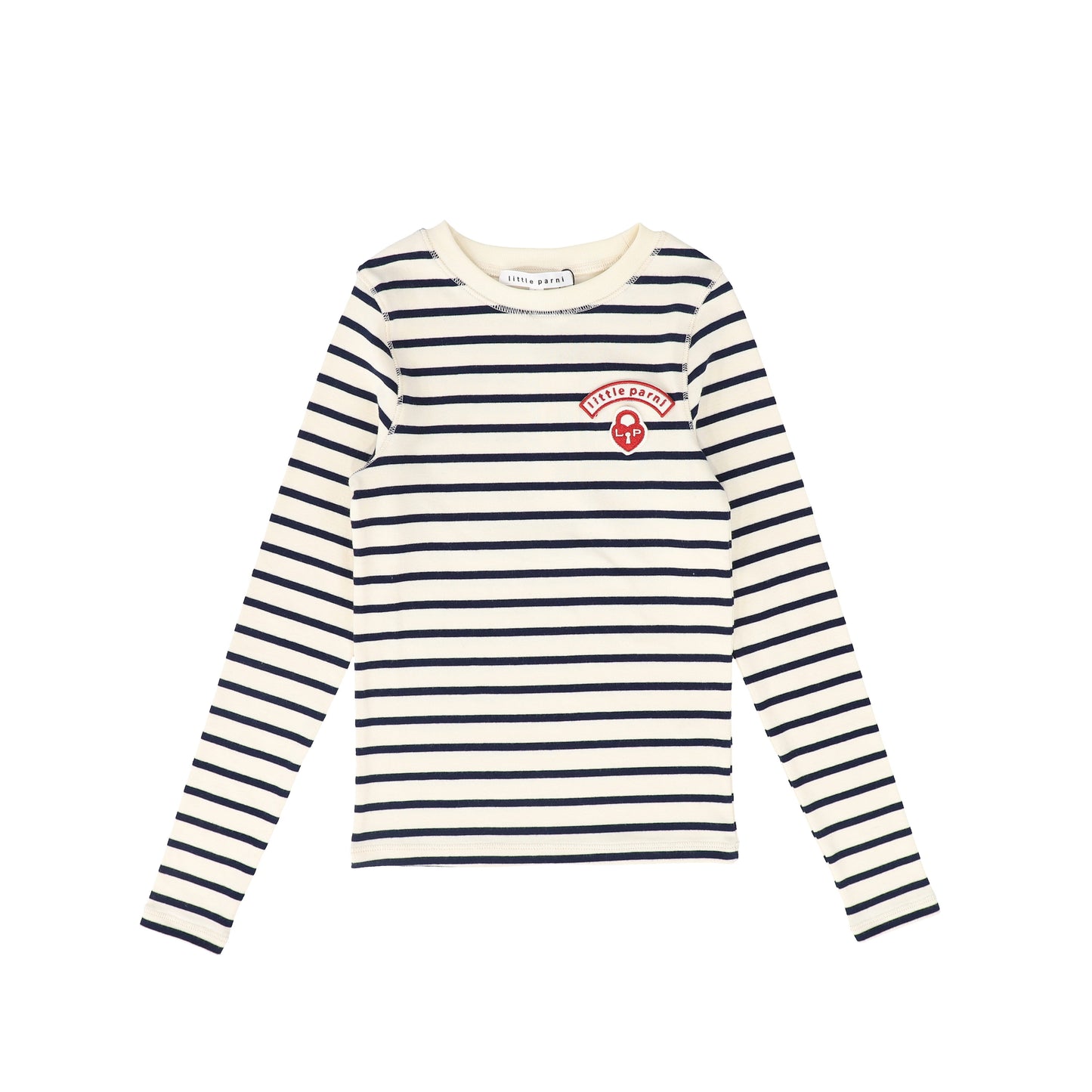 LITTLE PARNI NAVY WIDE STRIPE T-SHIRT