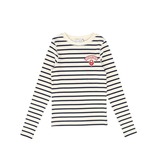LITTLE PARNI NAVY WIDE STRIPE T-SHIRT