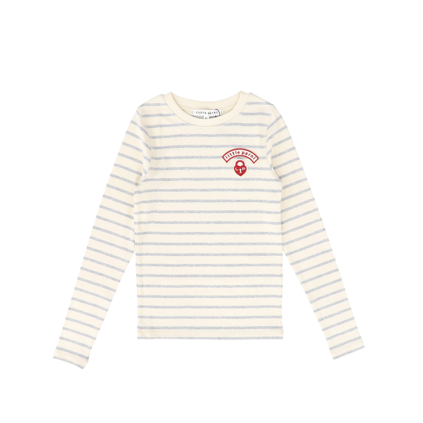 LITTLE PARNI GREY WIDE STRIPE T-SHIRT