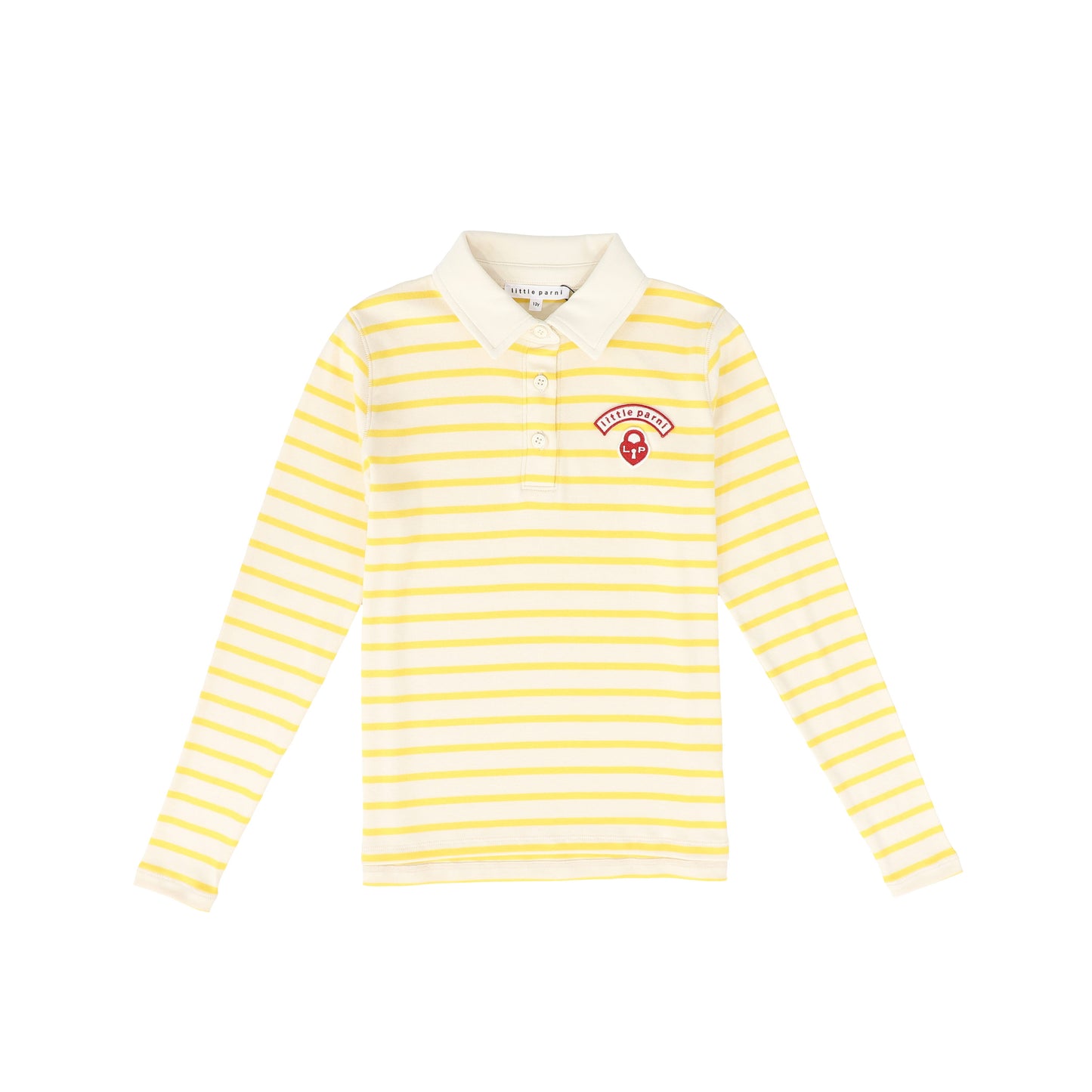 LITTLE PARNI YELLOW WIDE STRIPE TEEN POLO