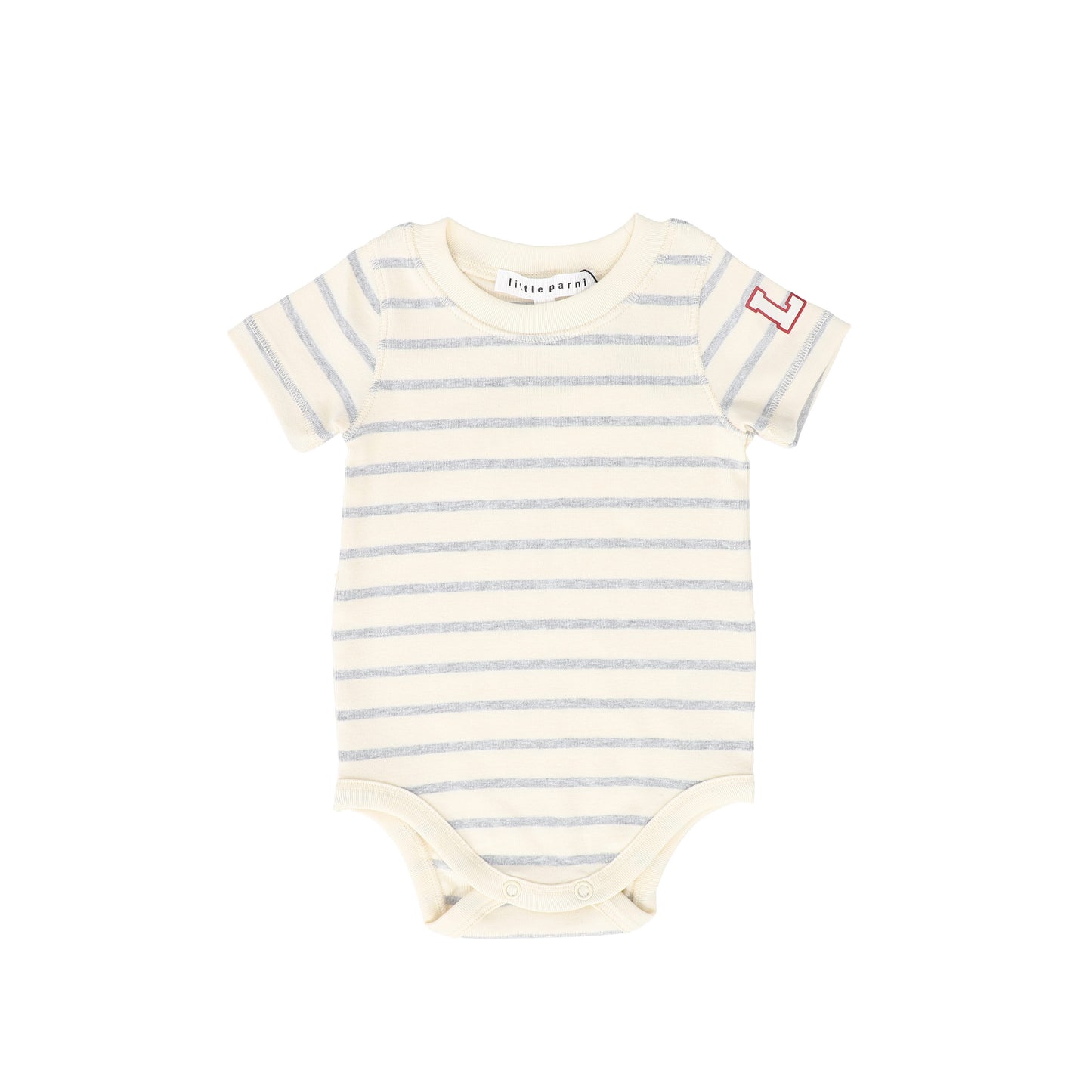 LITTLE PARNI GREY STRIPED ONESIE