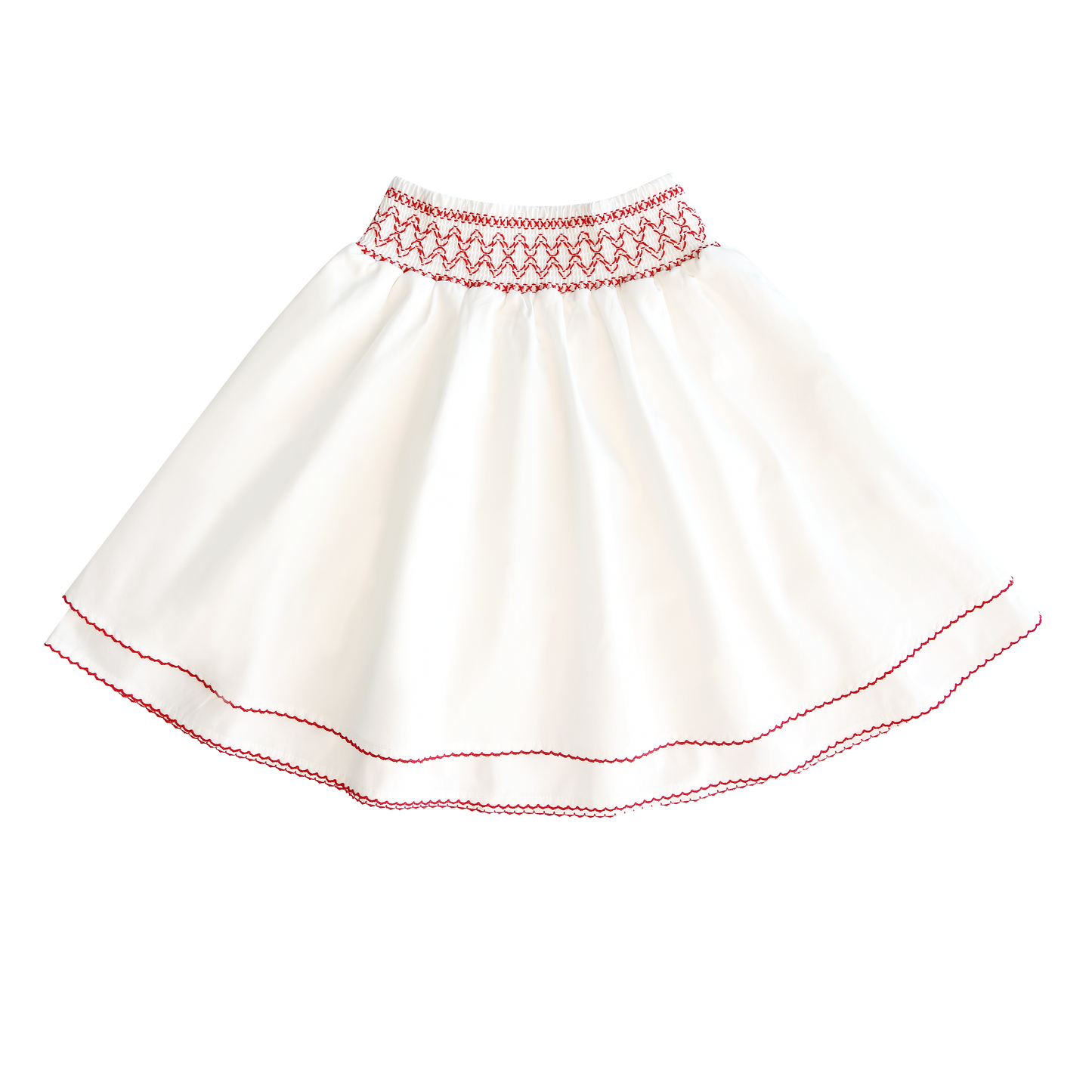 LITTLE PARNI WHITE SMOCKED WAIST SKIRT