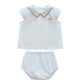 LITTLE PARNI WHITE/NAVY SCALLOP STITCH BLOOMER SET [FINAL SALE]