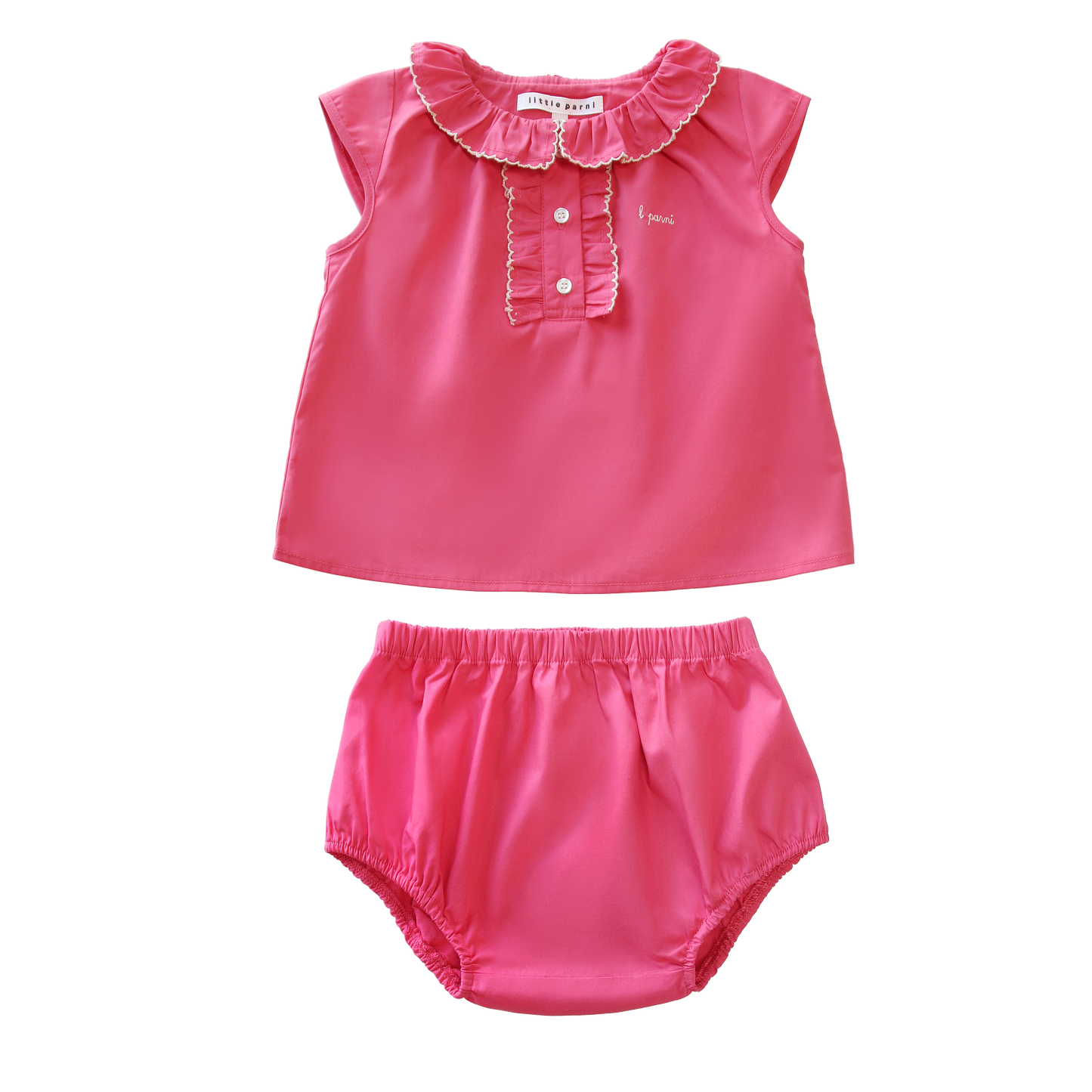 LITTLE PARNI PINK SCALLOP STITCH BLOOMER SET