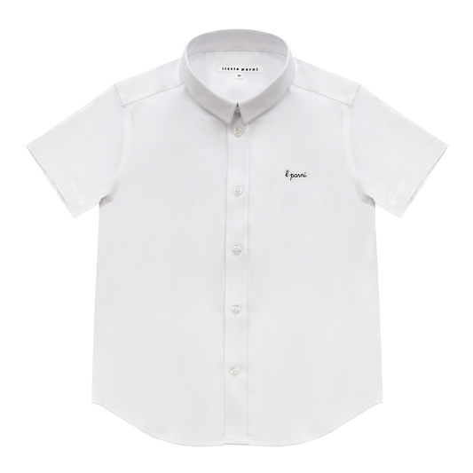 LITTLE PARNI WHITE/BLACK LOGO COLLAR SS SHIRT